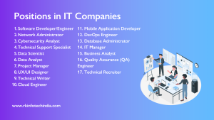 Types of Jobs in IT Companies